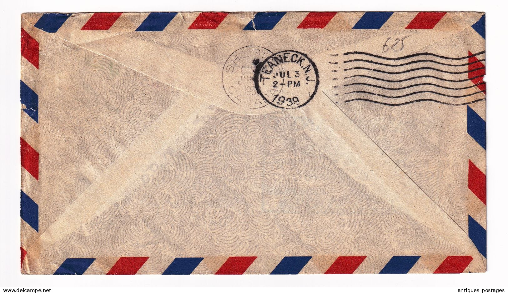Lettre 1939 England First Air Mail Transatlantic Canada Teaneck New Jersey Moncton New Brunswick - Covers & Documents
