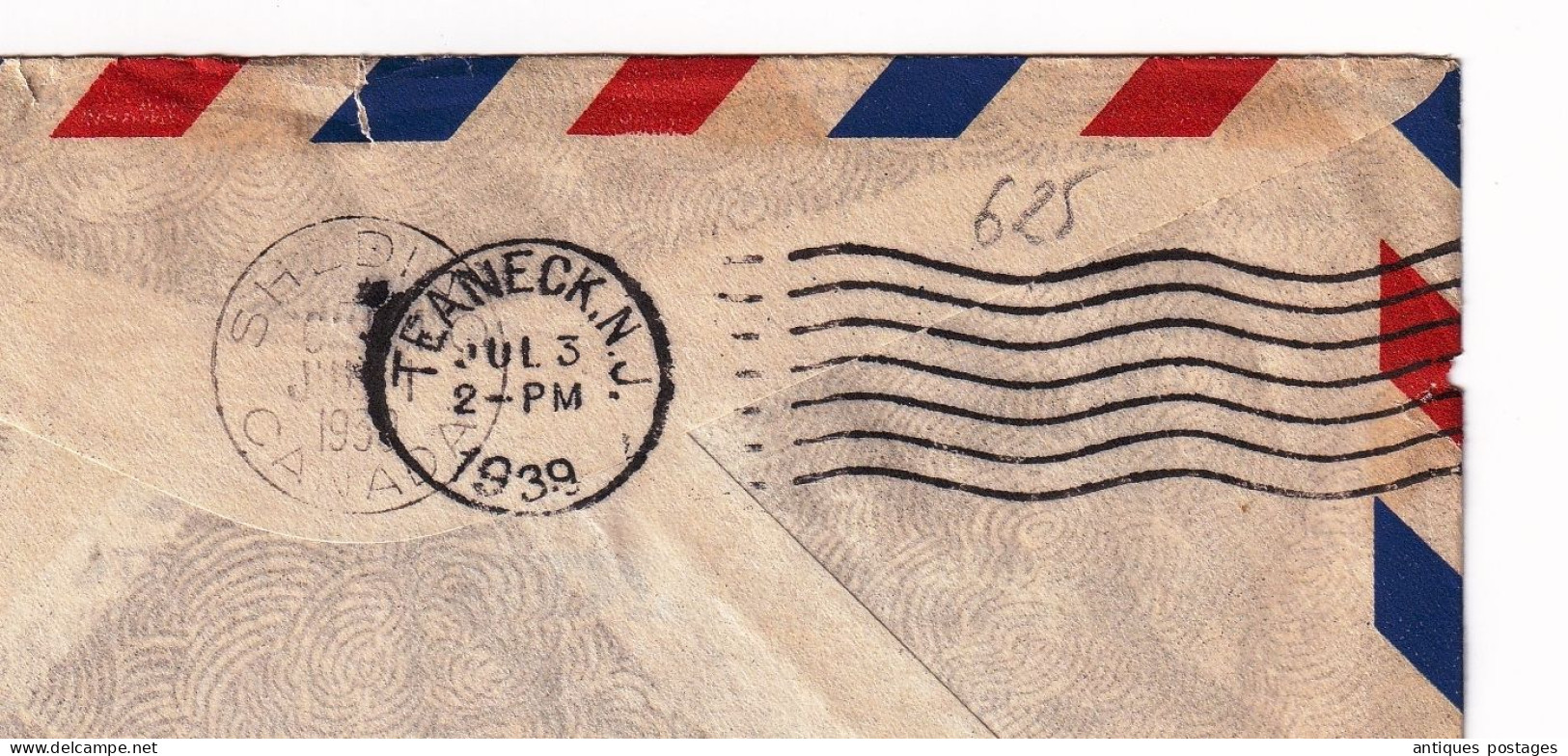 Lettre 1939 England First Air Mail Transatlantic Canada Teaneck New Jersey Moncton New Brunswick - Lettres & Documents