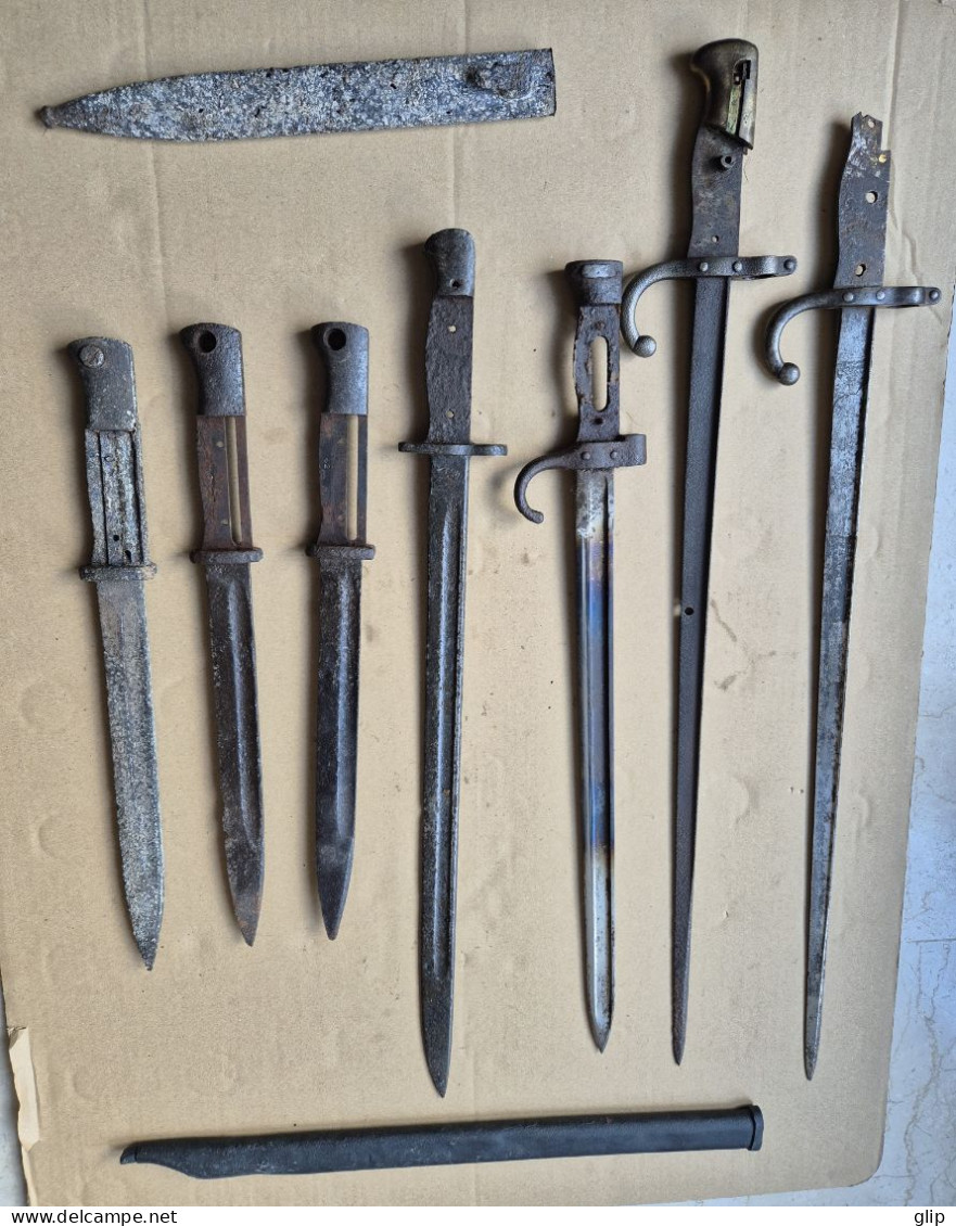 Lot De 7 Baïonnettes à Rénover Ou à Transformer En Couteaux De Chasse - Blankwaffen