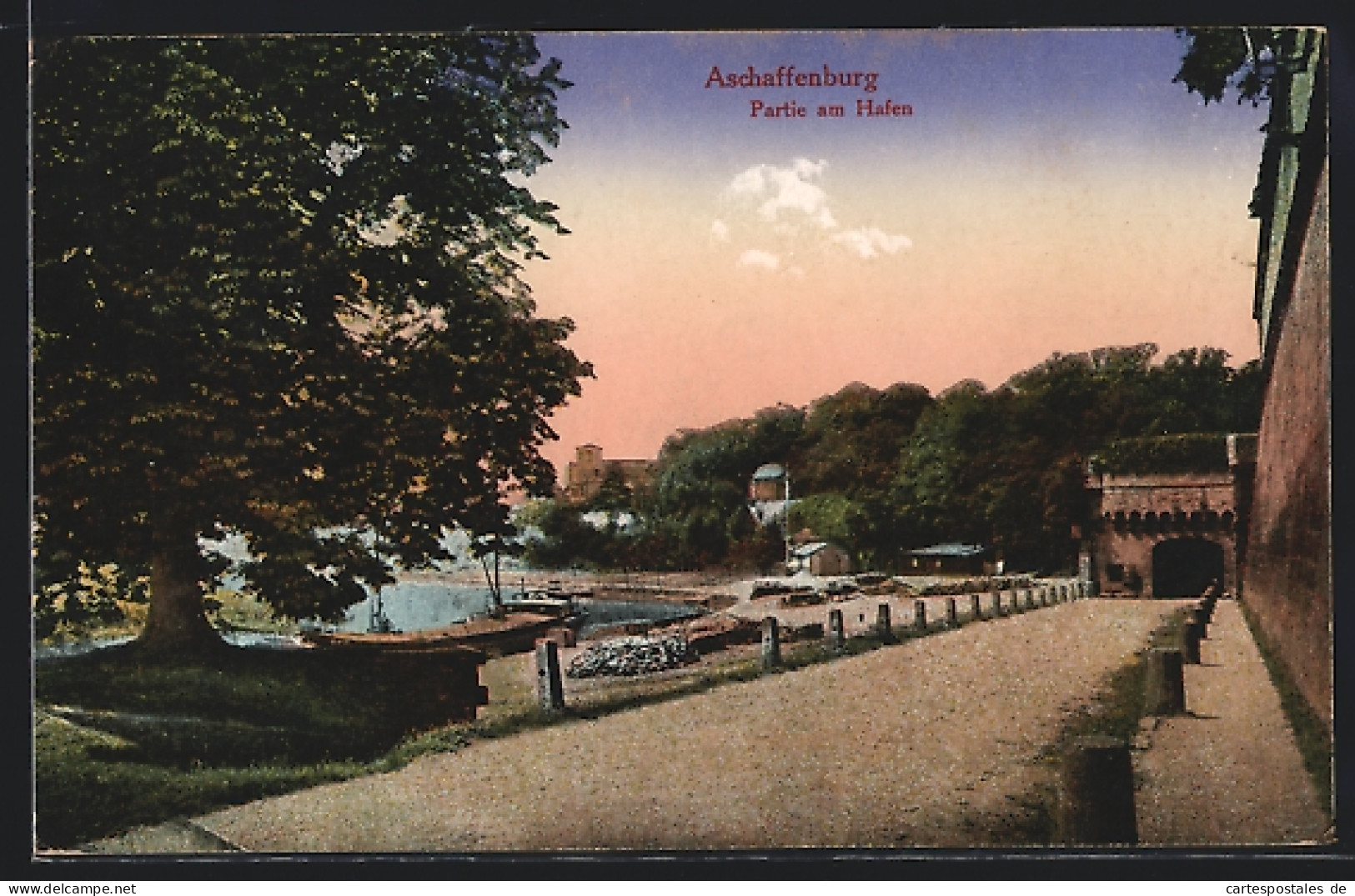 AK Aschaffenburg, Partie Am Hafen  - Aschaffenburg