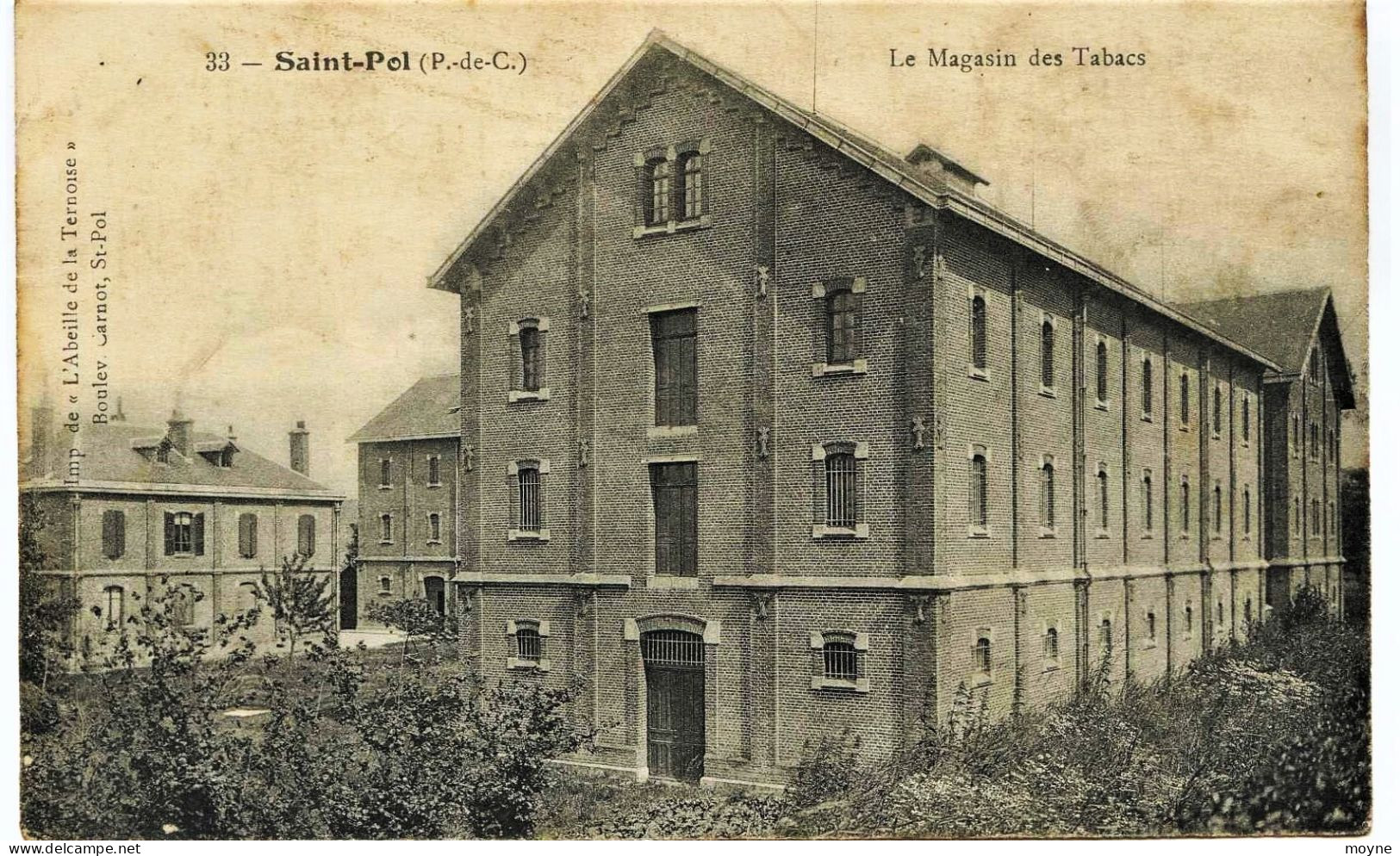 2440  - Pas De Calais -  SAINT - POL  :  LE MAGASIN  DES  TABACS    Circulée 1916 - Saint Pol Sur Ternoise