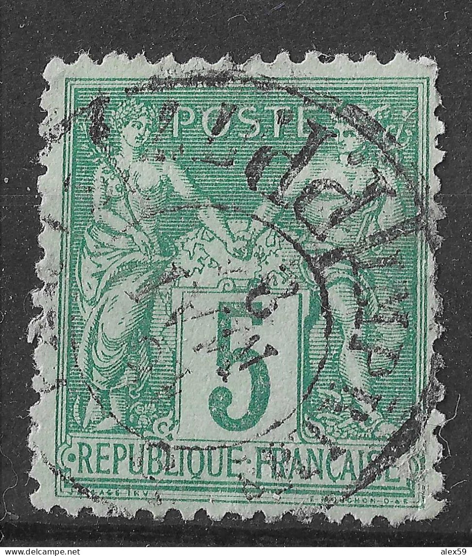 Lot N°44 N°75, Oblitéré Cachet à Date PARIS IMPRIMEE PP 77 R. D'Allemagne - 1876-1898 Sage (Tipo II)
