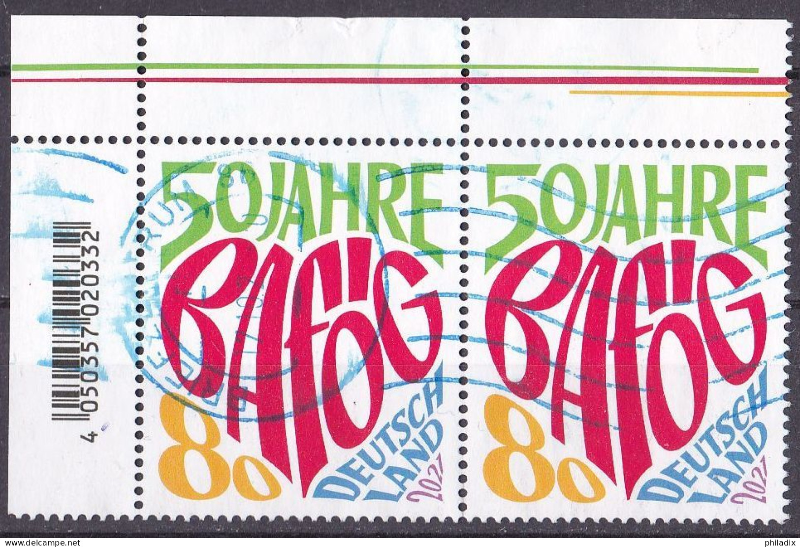 (BRD 2021) Mi. Nr. 3626 O/used Paar Eckrand/Oberrand (BRD1-7) - Used Stamps