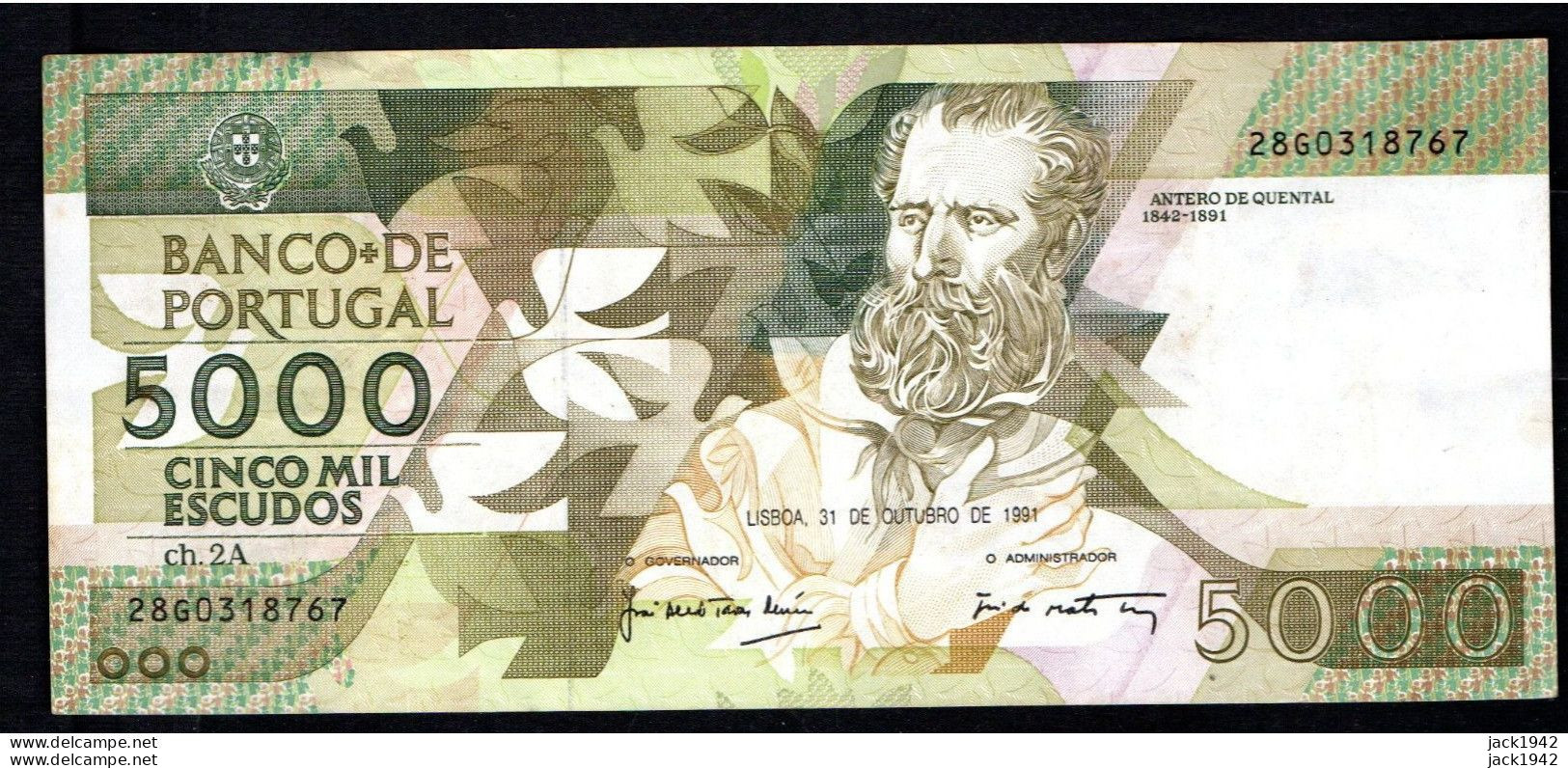 5000 Escudos Note - Billet De 5000 Escudos Octobre 1991 - TTB Very Fine Condition - Portogallo