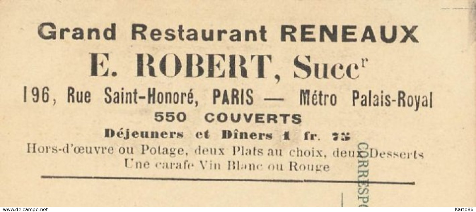 Levallois Perret * La Rue Martinval * Crue Seine 30 Janvier 1910 * Inondation * Pub Au Verso Grand Restaurant RENEAUX - Levallois Perret