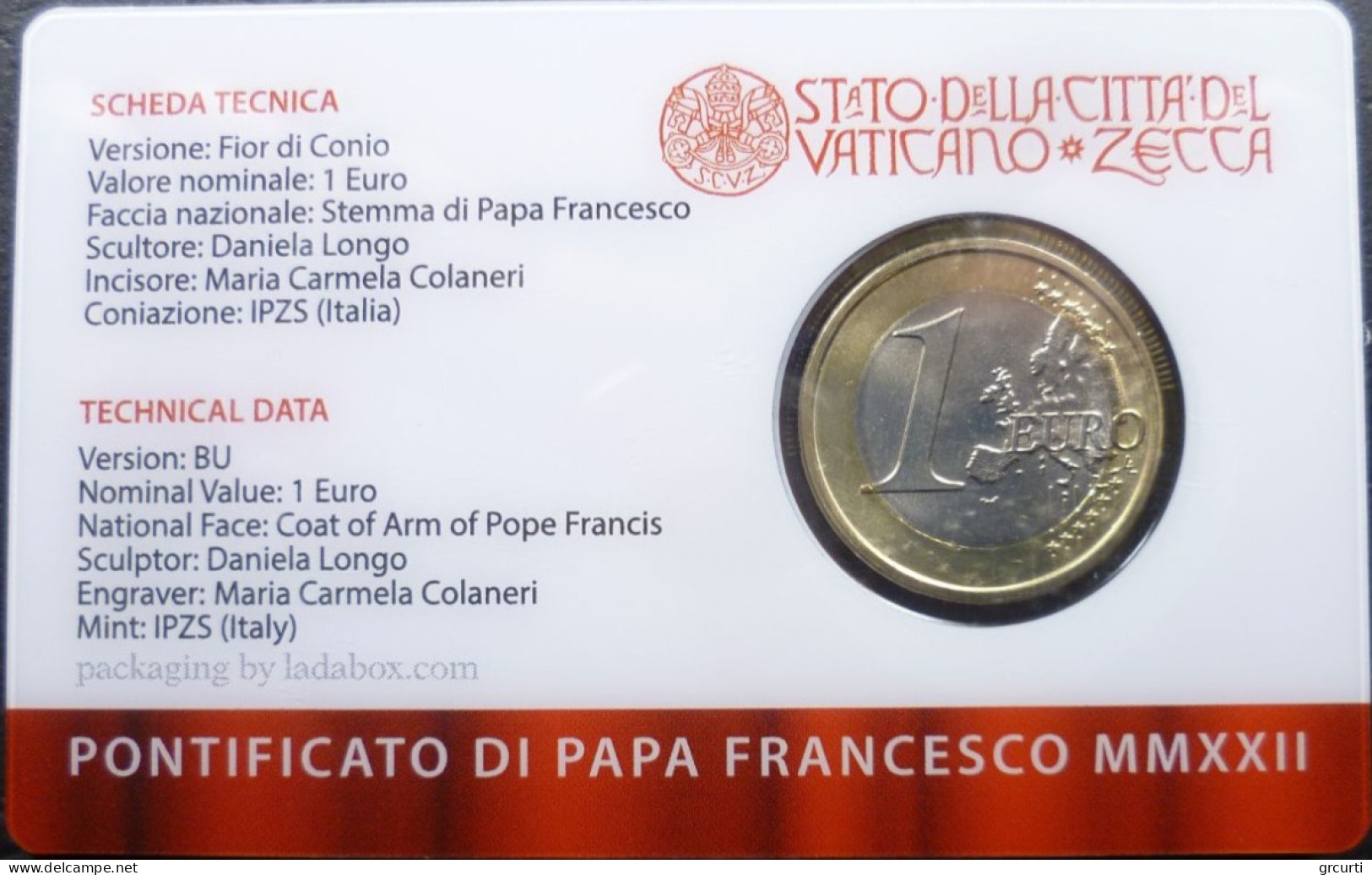 Vaticano - 1 Euro 2022 - Coincard N. 1 - UC# 7 - Vaticano (Ciudad Del)