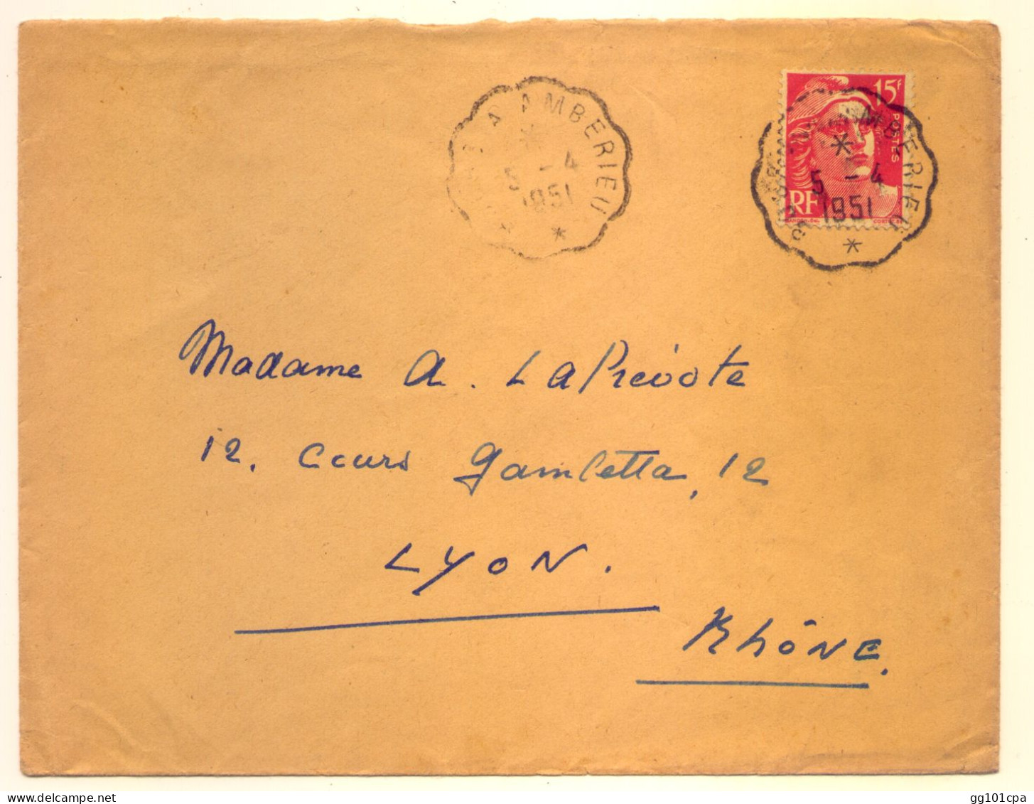 Rare Convoyeur Ligne "BOURG A AMBERIEU" Gandon Du 5/4/1951 Indice Pothion=9 - Paiement Par MANGOPAY Uniquement - Spoorwegpost