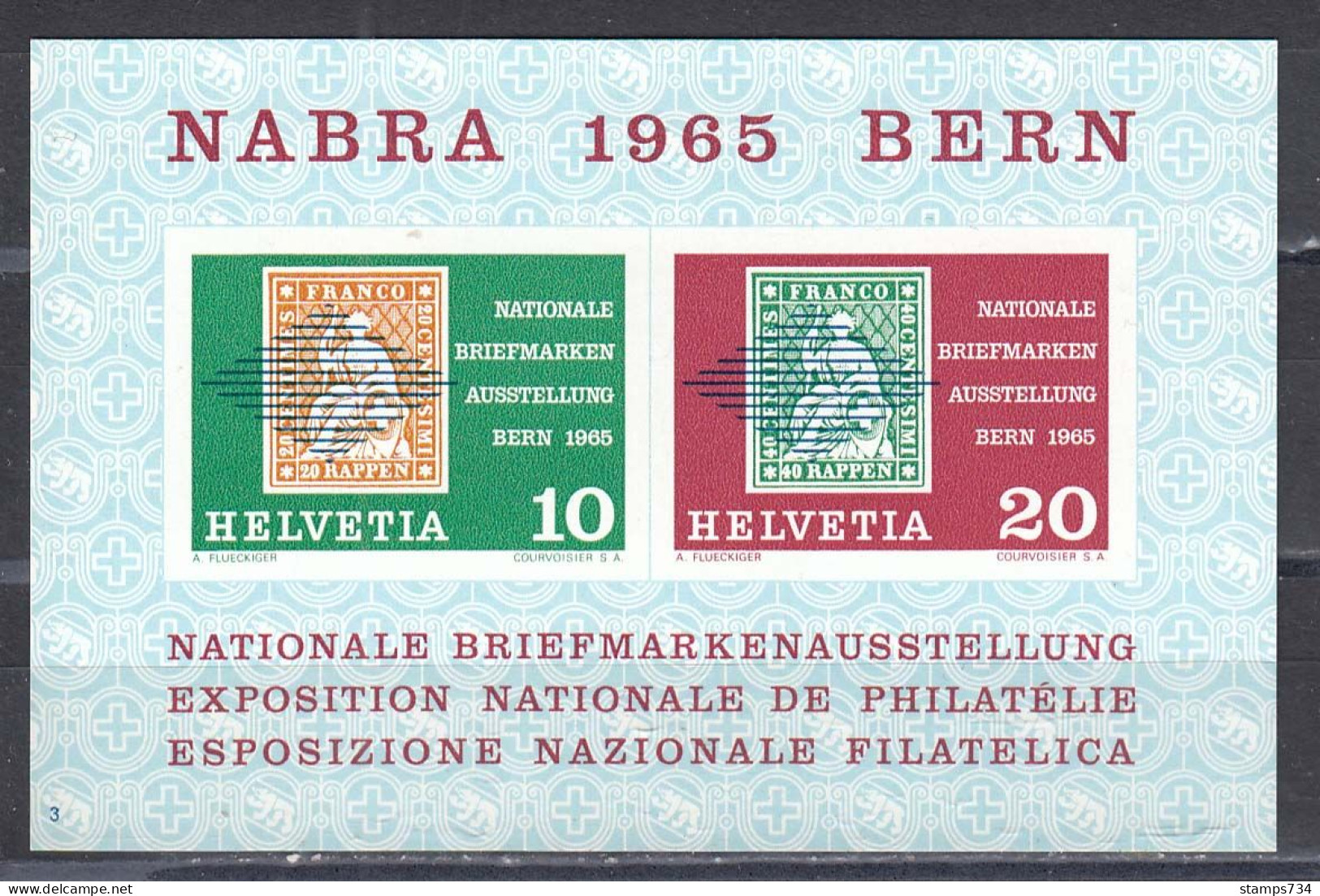 Switzerland 1965 - Stamp Exhibition NABRA, Bern, Mi-Nr. Bl. 20, MNH** - Neufs