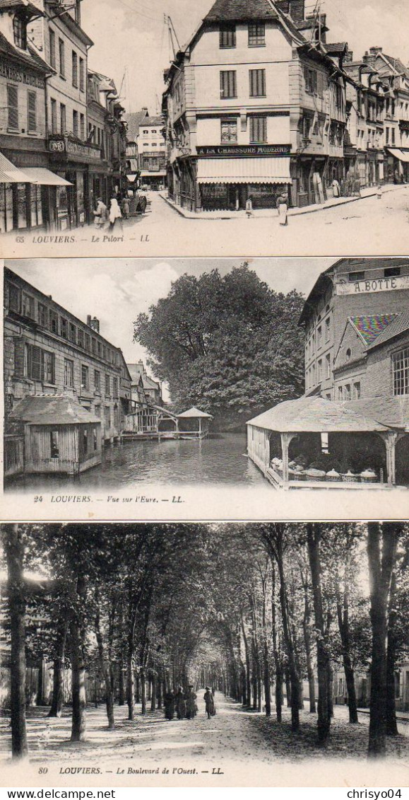 4V4Sb  27 Louviers Lot De 3 Cpa De La Même Correspondance - Louviers