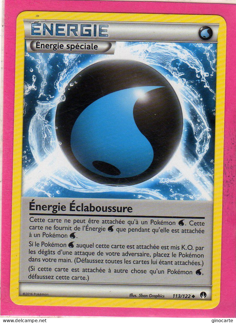 Carte Pokemon Francaise 2016 Xy Rupture Turbo 113/122 Energie Eclaboussure Neuve - XY