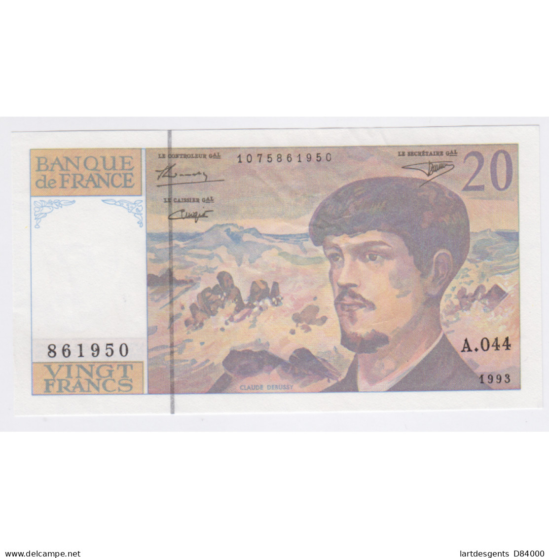 Billet France 20 Francs Debussy 1993, A.044 N°861950, Neuf, Lartdesgents - 20 F 1980-1997 ''Debussy''