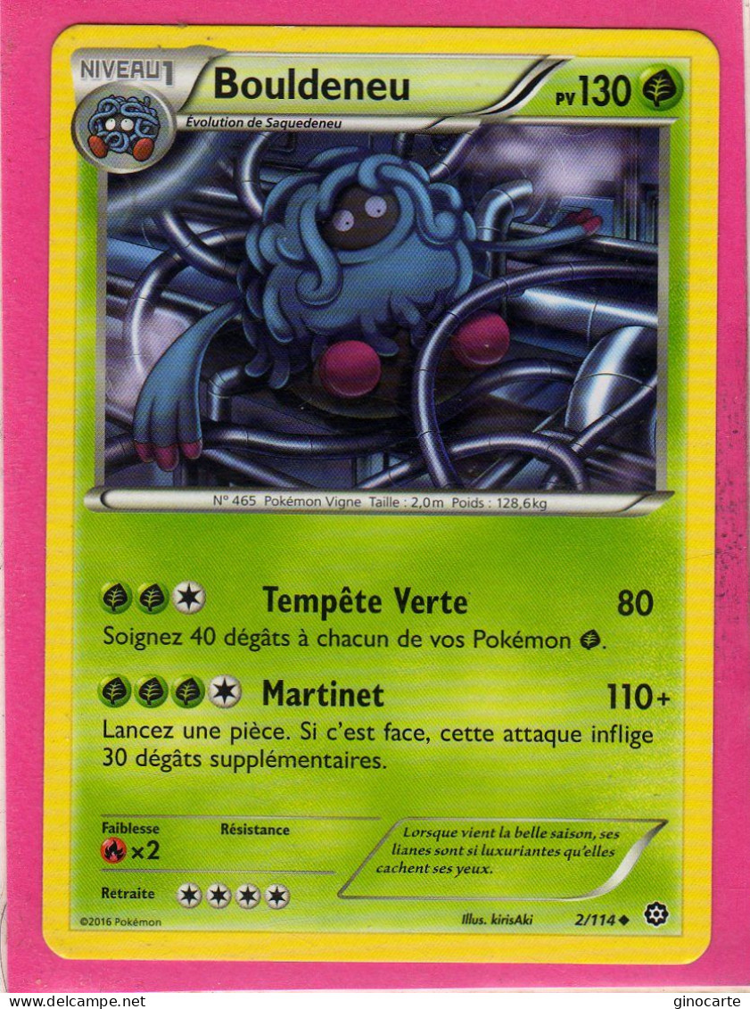 Carte Pokemon Francaise 2016 Xy Offencive Vapeur 2/114 Bouldeneu 130pv Neuve - XY