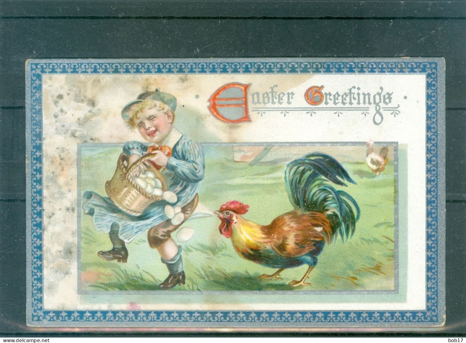 Relief - Gaufrée - Embossed - Prage - Coq Ou Poule - Tâchée à Gauche - Ostern