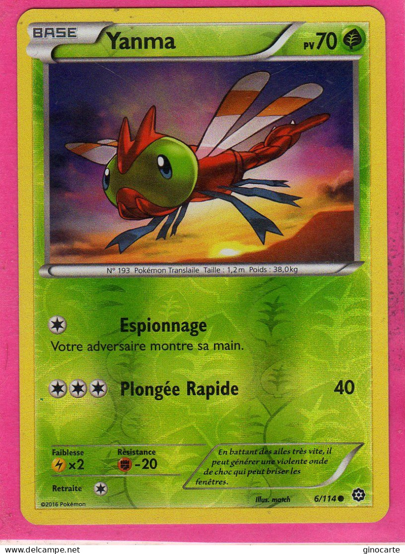 Carte Pokemon Francaise 2016 Xy Offencive Vapeur 6/114 Yanma 70pv Reverse Neuve - XY