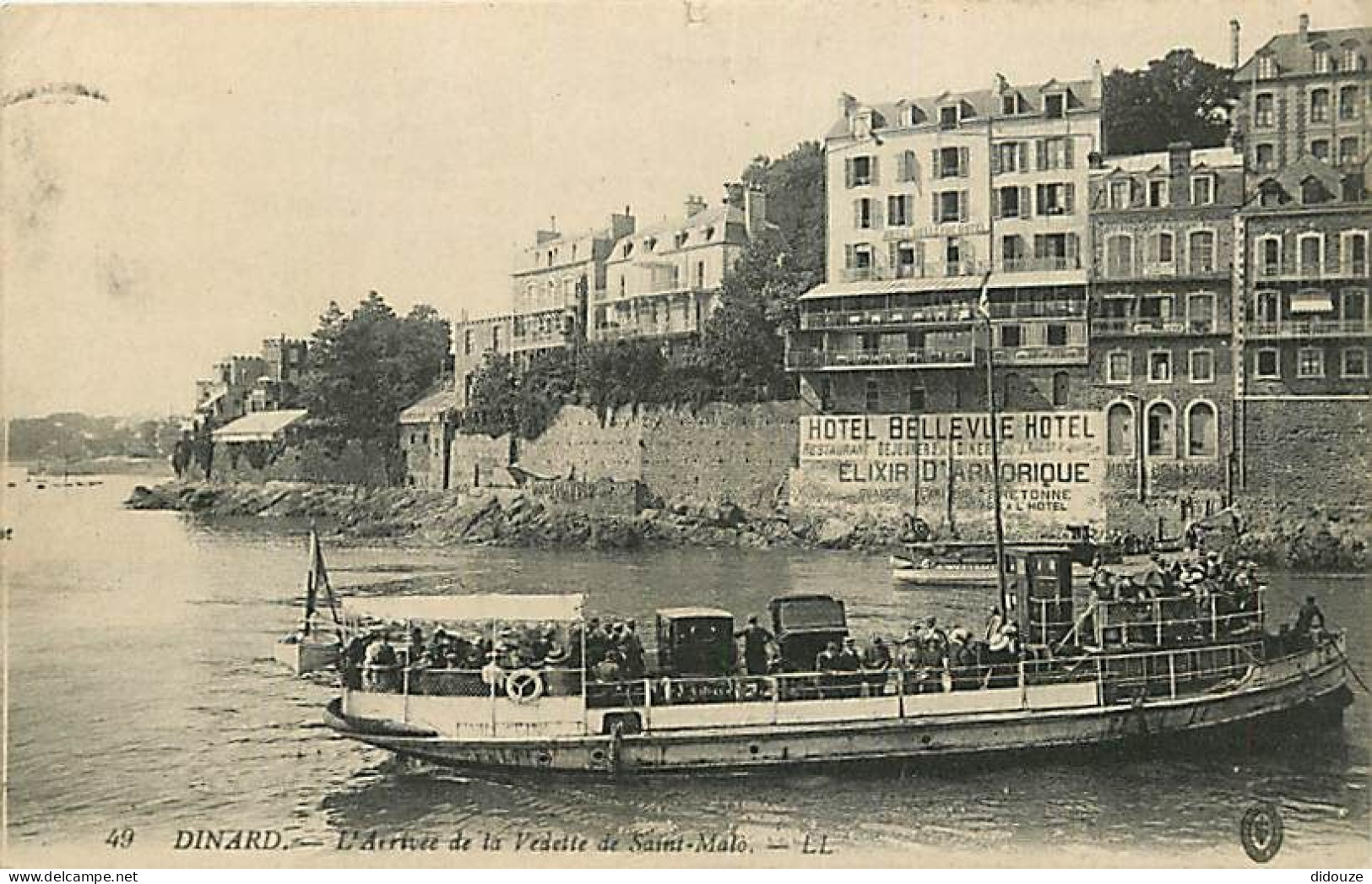 35 - Dinard - L'arrivée D'une Vedette De Saint-Malo - Animée - Bateaux - Oblitération Ronde De 1915 - CPA - Voir Scans R - Dinard