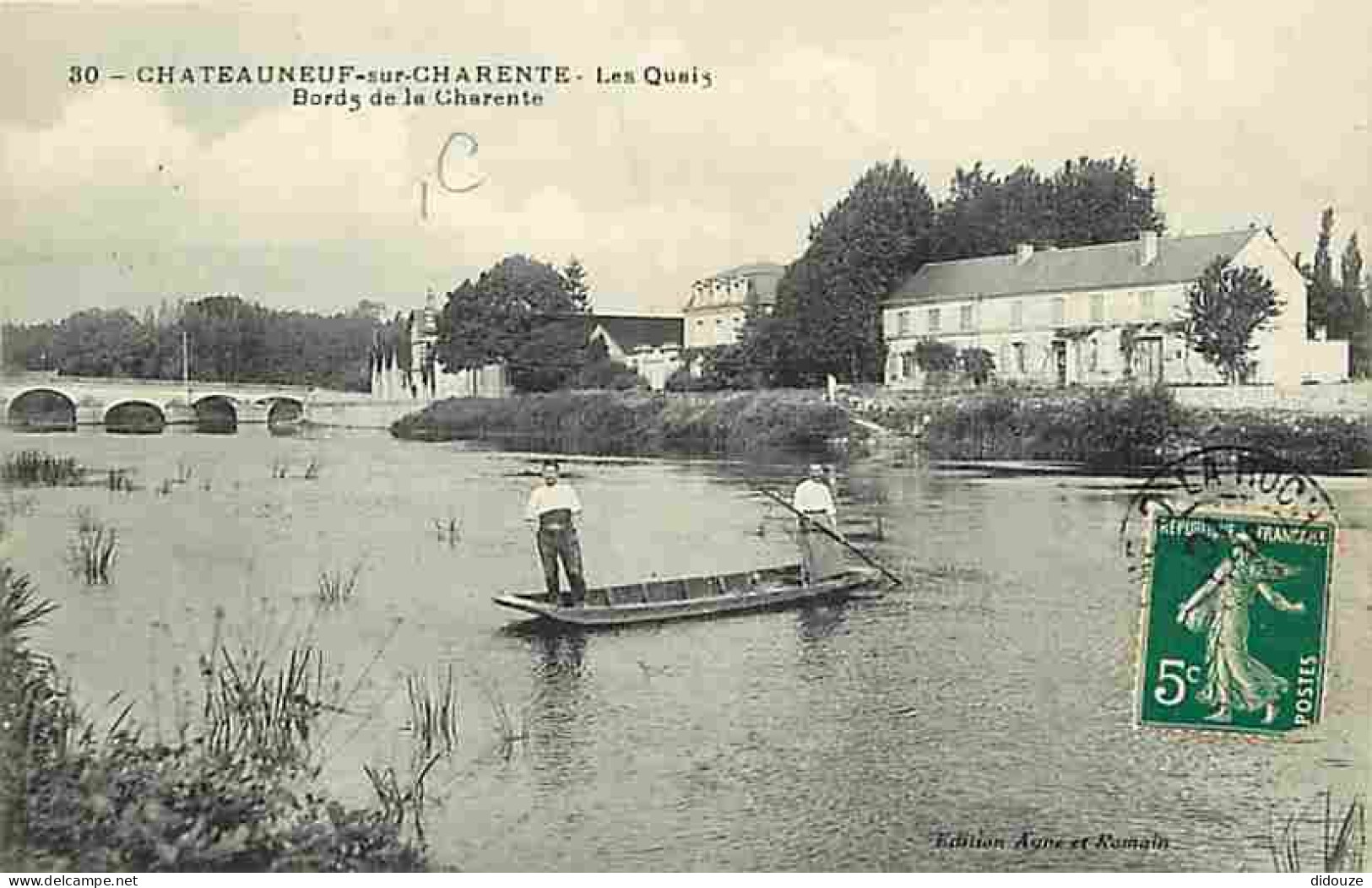 16 - Chateauneuf Sur Charente - Les Quais - Bords De La Charente - Animée - Canotage - Oblitération Ronde De 1910 - CPA  - Chateauneuf Sur Charente