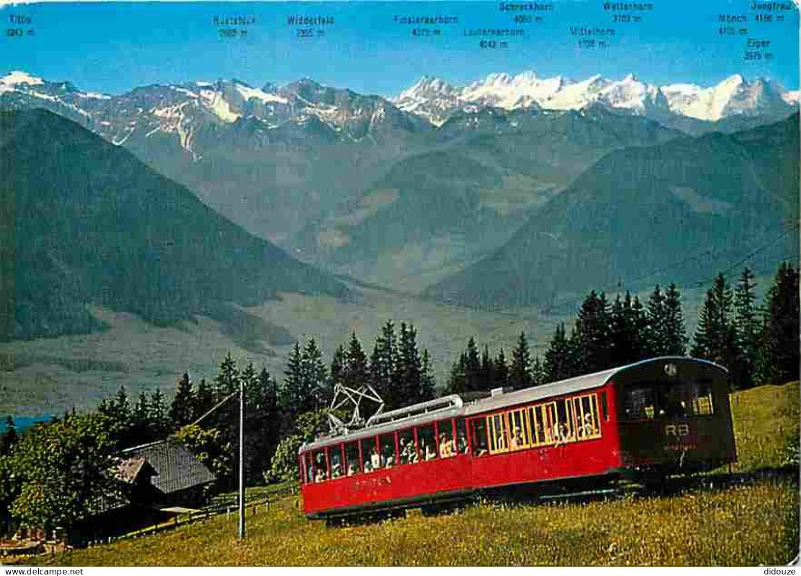 Trains - Suisse - Rigi - Vitznau-Rigi-Bahn Mit Den Berner Alpen - Marcophilie Au Dos - CPM - Voir Scans Recto-Verso - Eisenbahnen