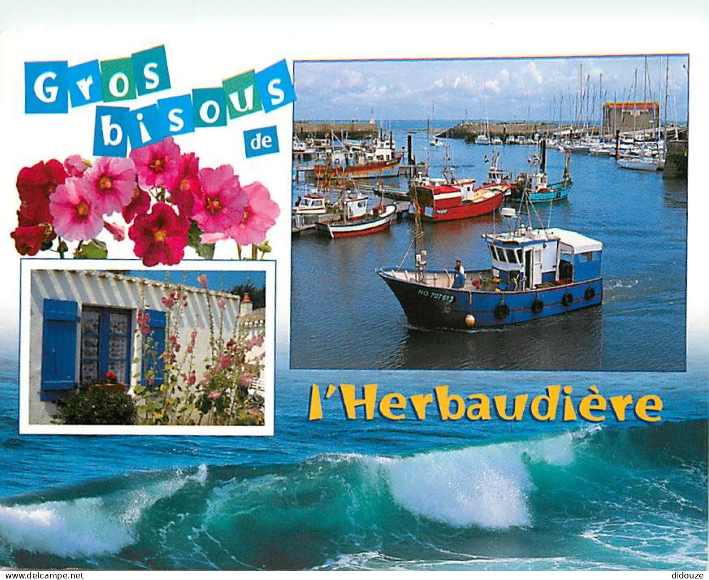 85 - Ile De Noirmoutier - L'Herbaudière - Multivues - Bateaux - Effet De Vagues - Fleurs - CPM - Voir Scans Recto-Verso - Ile De Noirmoutier