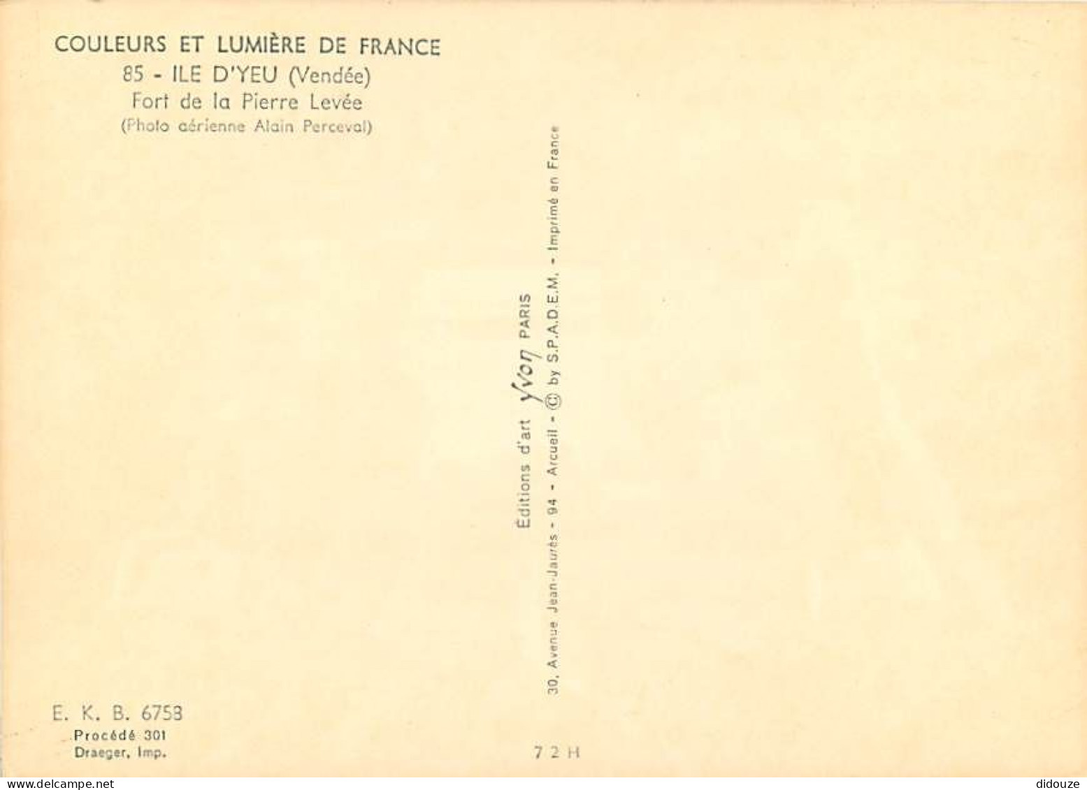 85 - Ile D'Yeu - Fort De La Pierre Levée - Vue Aérienne - CPM - Voir Scans Recto-Verso - Ile D'Yeu