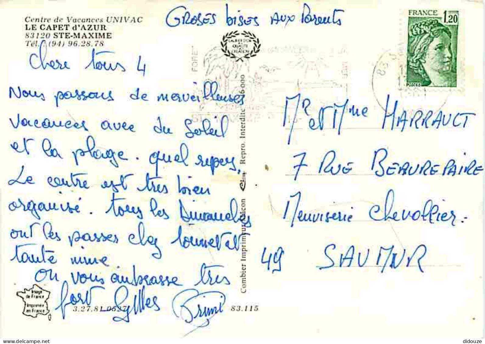 83 - Sainte Maxime - Centre De Vacances UNIVAC - Le Capet D'Azur - Automobiles - CPM - Voir Scans Recto-Verso - Sainte-Maxime