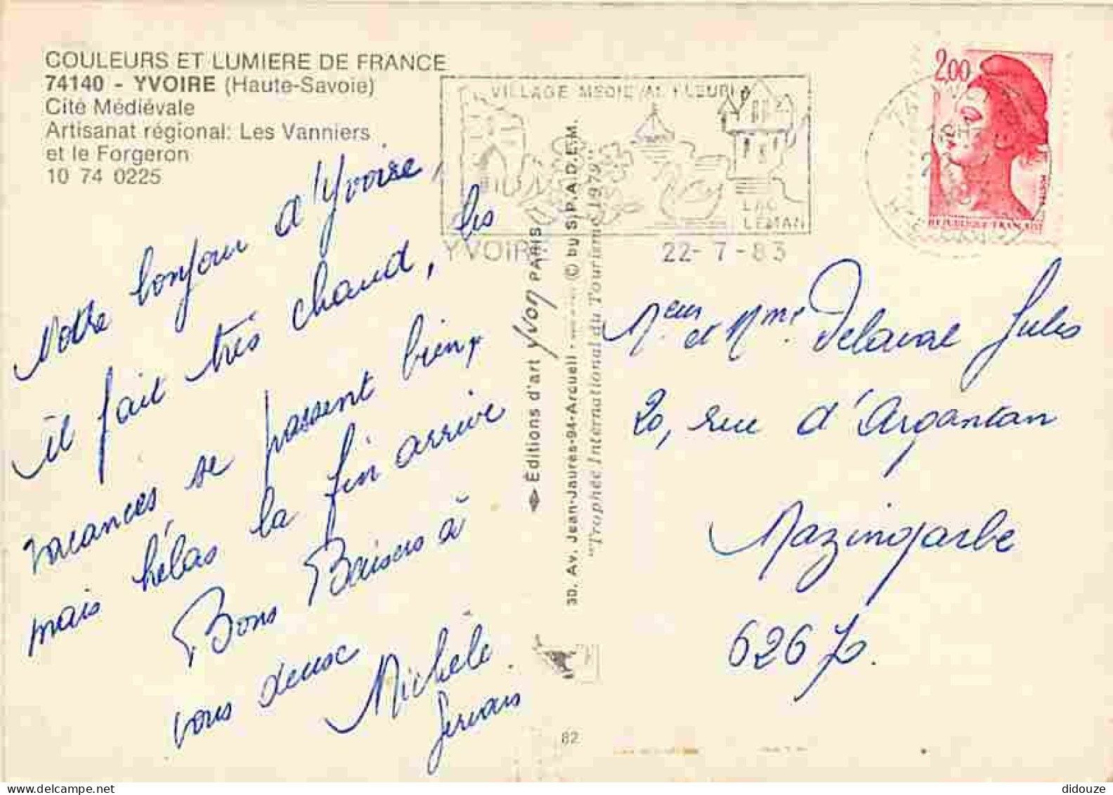 74 - Yvoire - Cité Médiévale - Artisanat Régional - Les Vanniers Et Le Forgeron - Flamme Postale - CPM - Voir Scans Rect - Yvoire