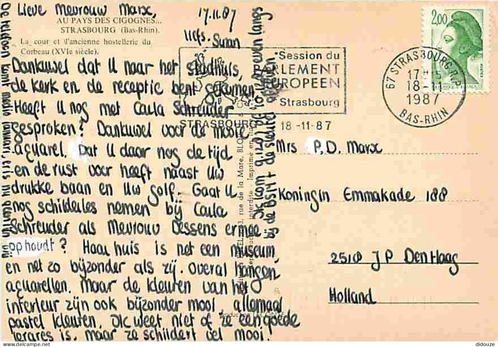 67 - Strasbourg - La Cour Et L'ancienne Hostellerie Du Corbeau - Flamme Postale - Fleurs - CPM - Voir Scans Recto-Verso - Strasbourg