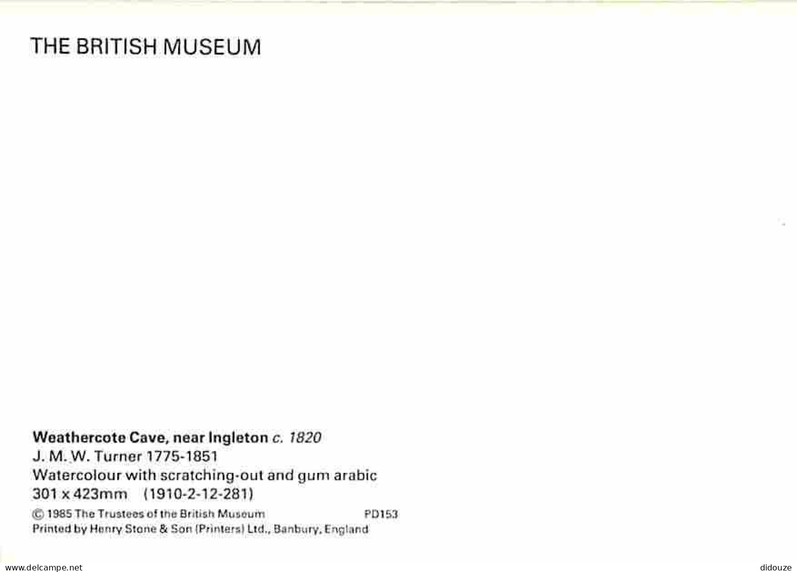 Art - Peinture - Joseph Mallord William Turner - Weathercote Cave Near Ingleton - The British Museum - Carte Neuve - CPM - Schilderijen
