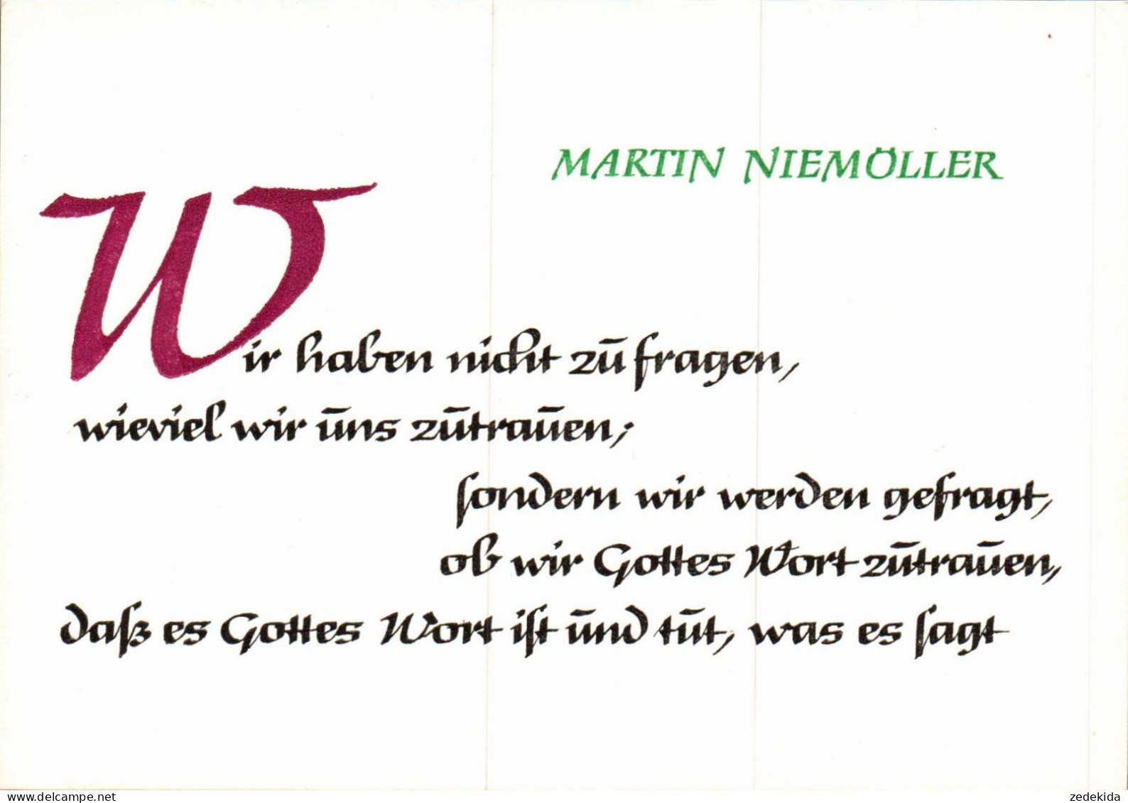 G7607 - Martin Niemöller Spruchkarte Glückwunschkarte - Verlag Max Müller Karl Marx Stadt DDR - Sonstige & Ohne Zuordnung