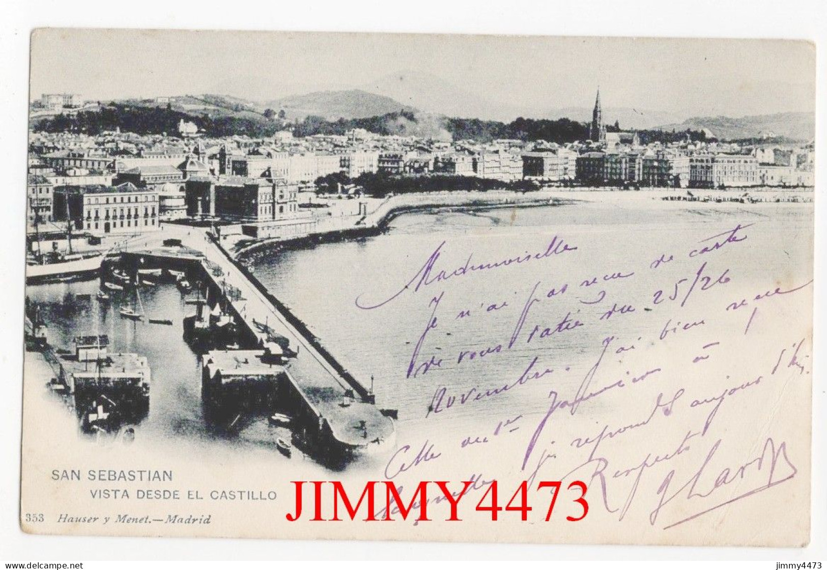 CPA - SAN SEBASTIAN En 1903 - VISTA DESDE EL CASTILLO - N° 353 - Edit. Hauser Y Menet - Madrid - Guipúzcoa (San Sebastián)