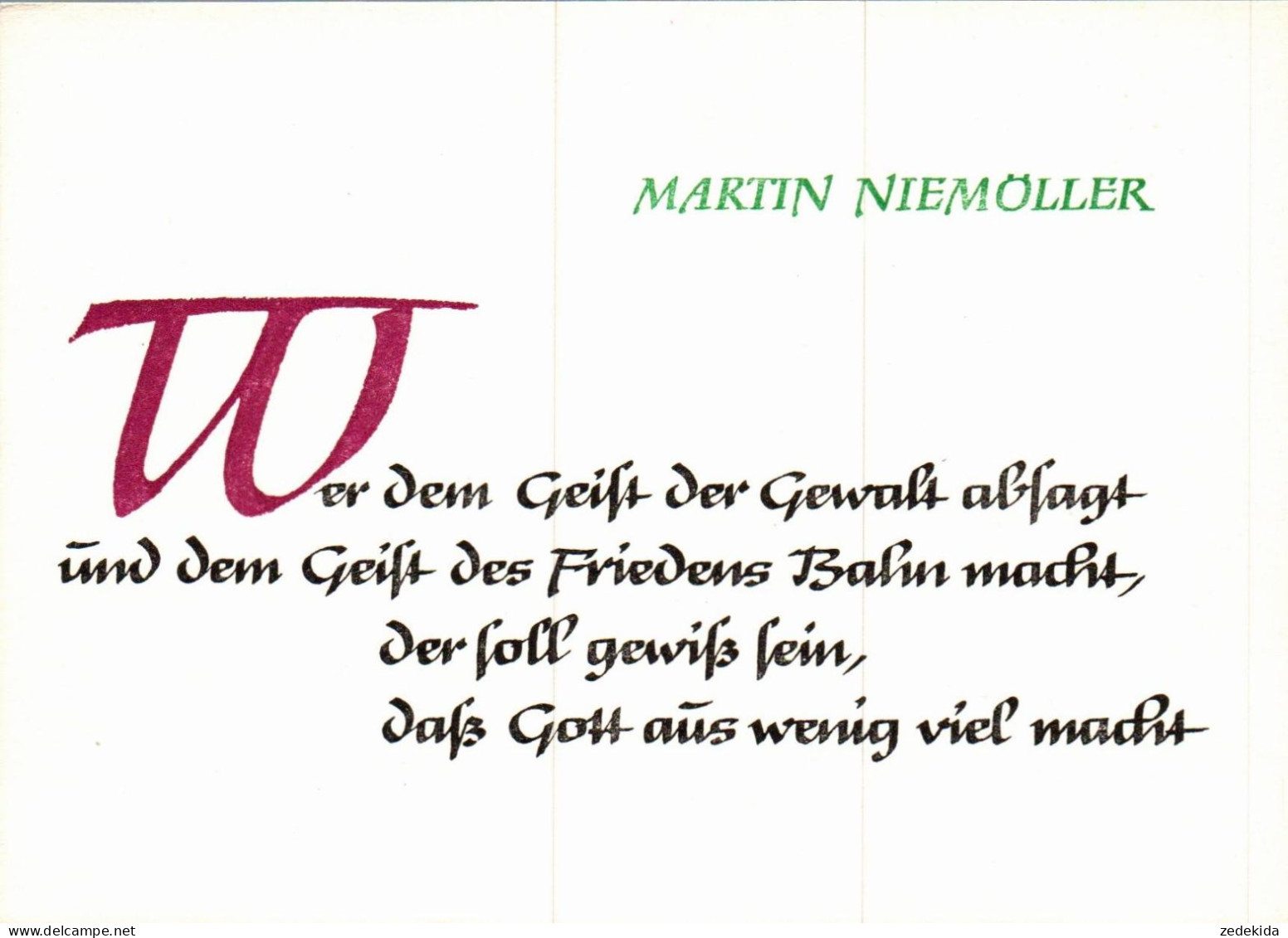 G7435 - Martin Niemöller Spruchkarte Glückwunschkarte - Verlag Max Müller Karl Marx Stadt DDR - Sonstige & Ohne Zuordnung