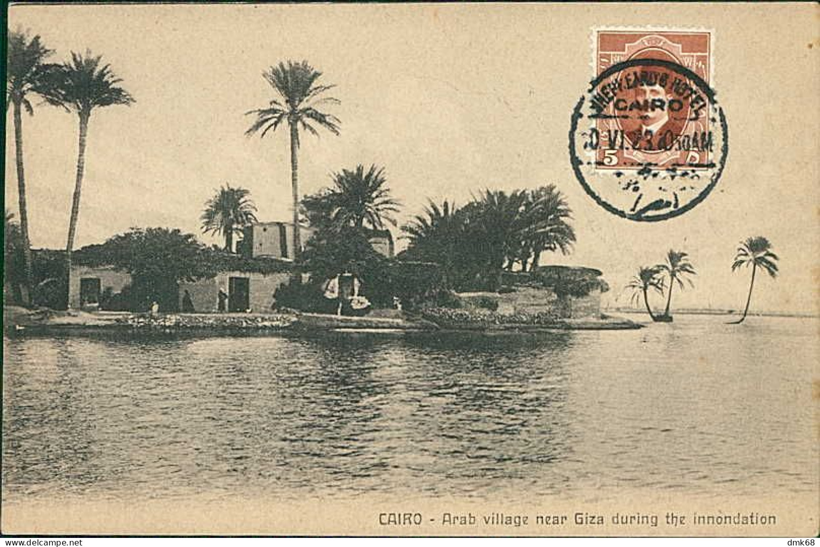 EGYPT - CAIRO - ARAB VILLAGE NEAR GIZA DURING THE INNONDATION  - EDIT SCORTZIS  - 1920s / STAMP (12691) - Le Caire