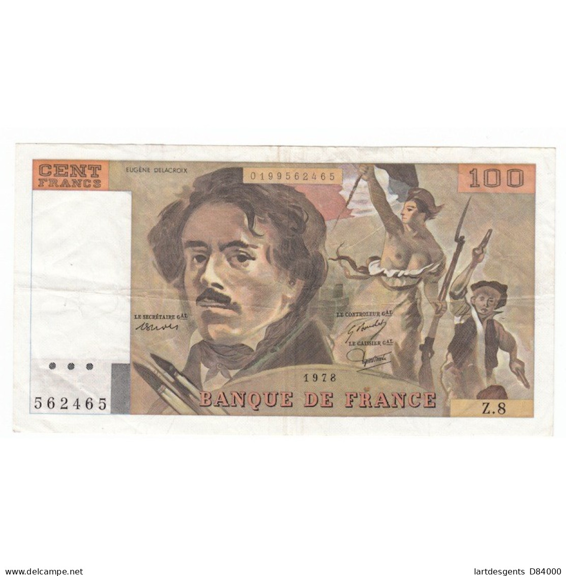 100 Francs Delacroix 1978 TTB - 100 F 1978-1995 ''Delacroix''