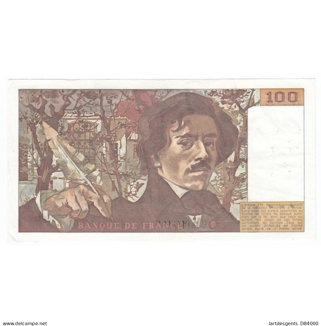 100 Francs Delacroix 1979 TTB  FILIGRANE MOYEN - 100 F 1978-1995 ''Delacroix''
