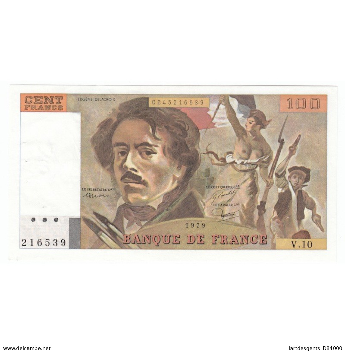 100 Francs Delacroix 1979 TTB+  FILIGRANE MOYEN Fayette 69-2bB - 100 F 1978-1995 ''Delacroix''