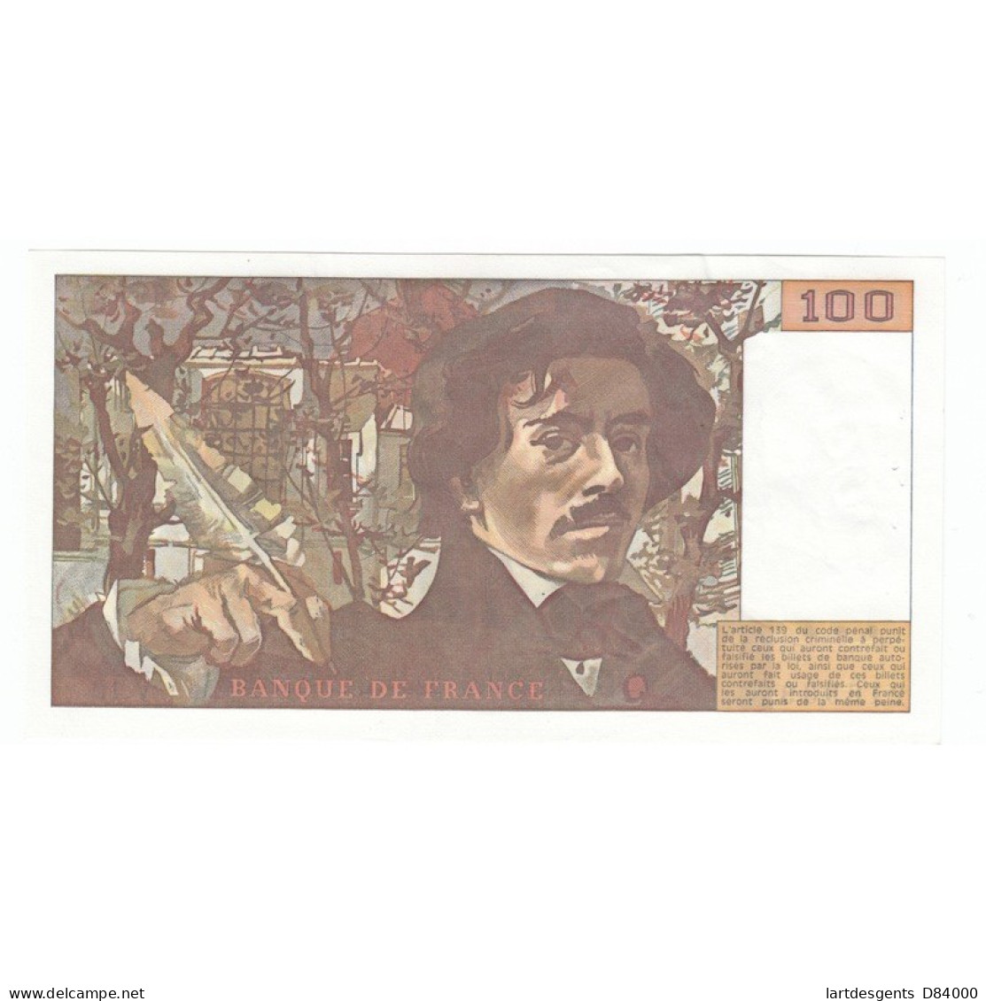 100 Francs Delacroix 1979 TTB+  FILIGRANE MOYEN Fayette 69-2bB - 100 F 1978-1995 ''Delacroix''