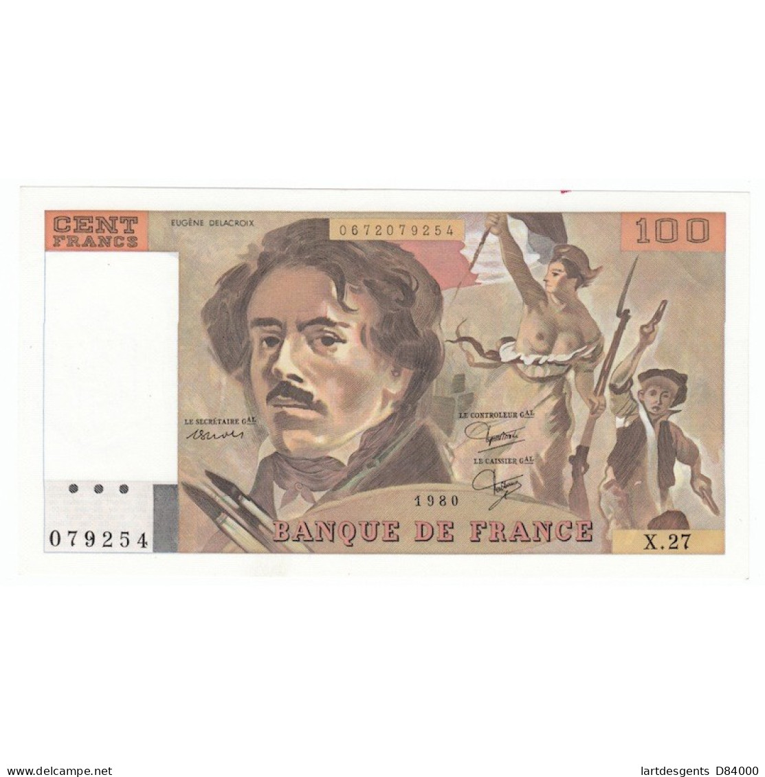 100 Francs Delacroix 1980 SPL Fayette 69.4a - 100 F 1978-1995 ''Delacroix''