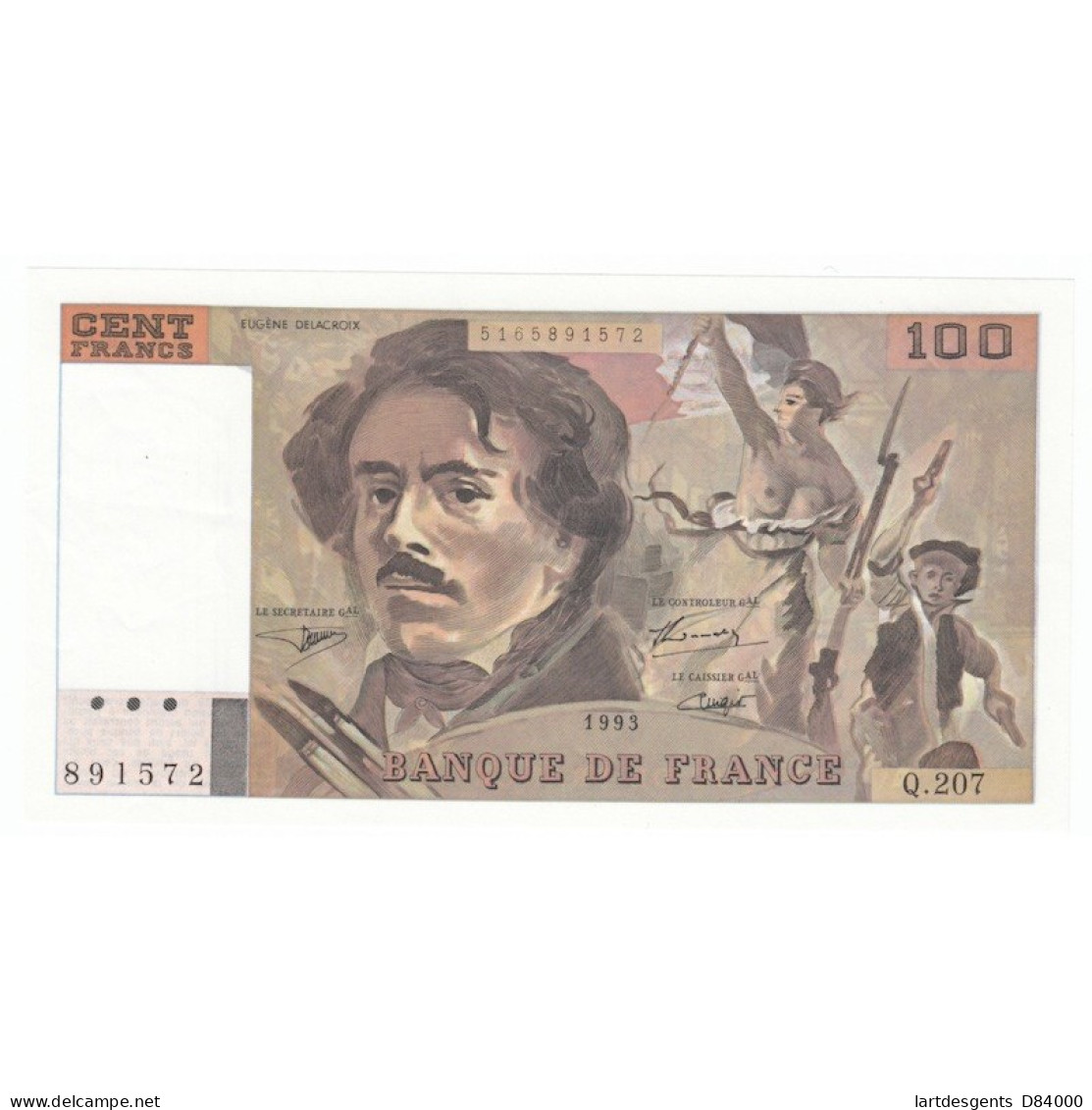 100 Francs Delacroix 1993 SUP+    ALPH. Q.207 - 100 F 1978-1995 ''Delacroix''
