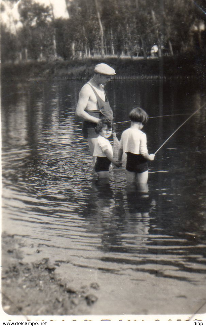 Photo Vintage Paris Snap Shop -homme Men Enfant Child P&egrave;che Fishing  - Andere & Zonder Classificatie