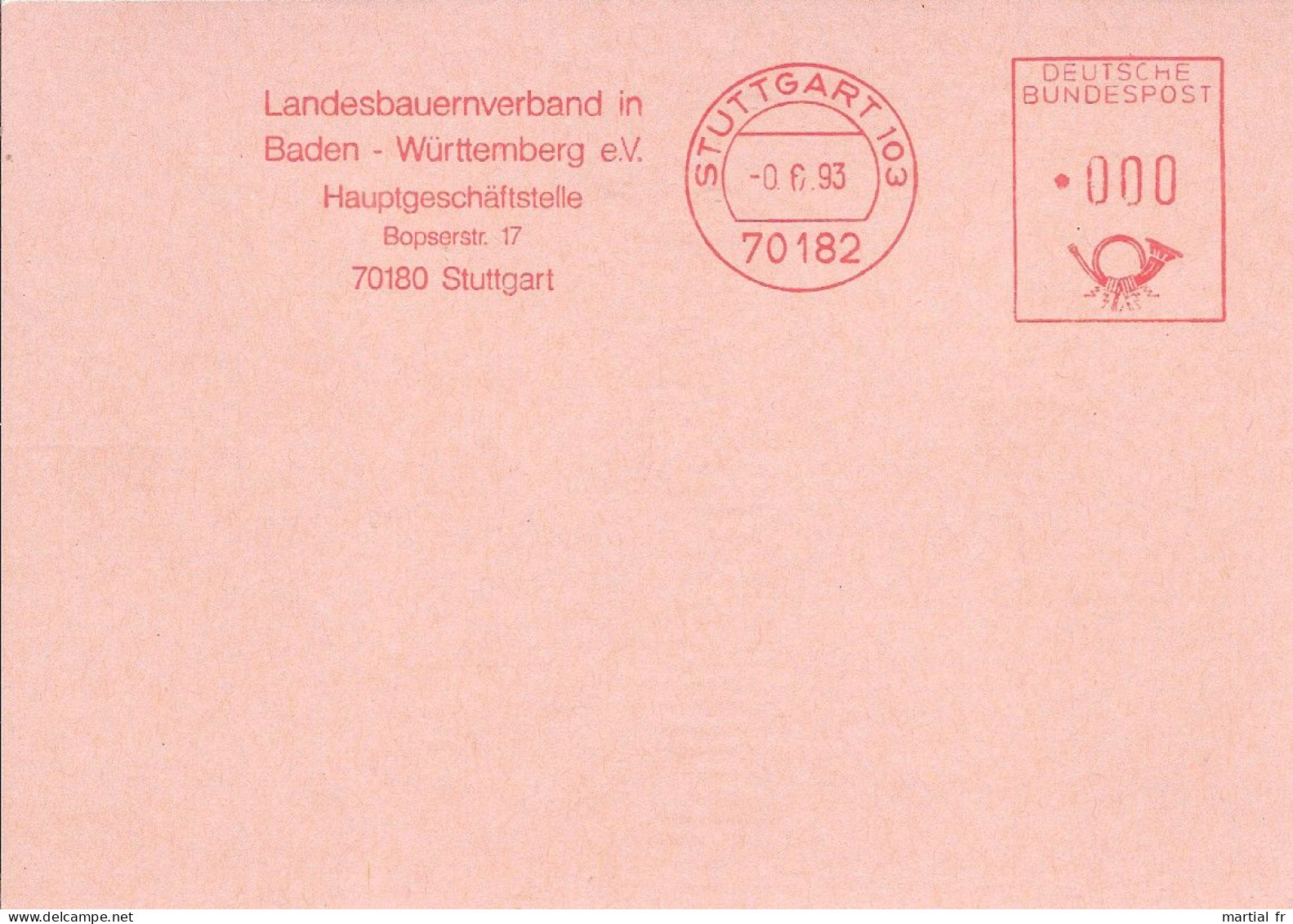 EMA ALLEMAGNE DEUTSCHLAND Stuttgart VORFUHRSTEMPEL SPECIMEN AGRICULTURE LANDWIRTSCHAFT AGRICOLE PAYSAN  AGRICULTEUR - Agriculture