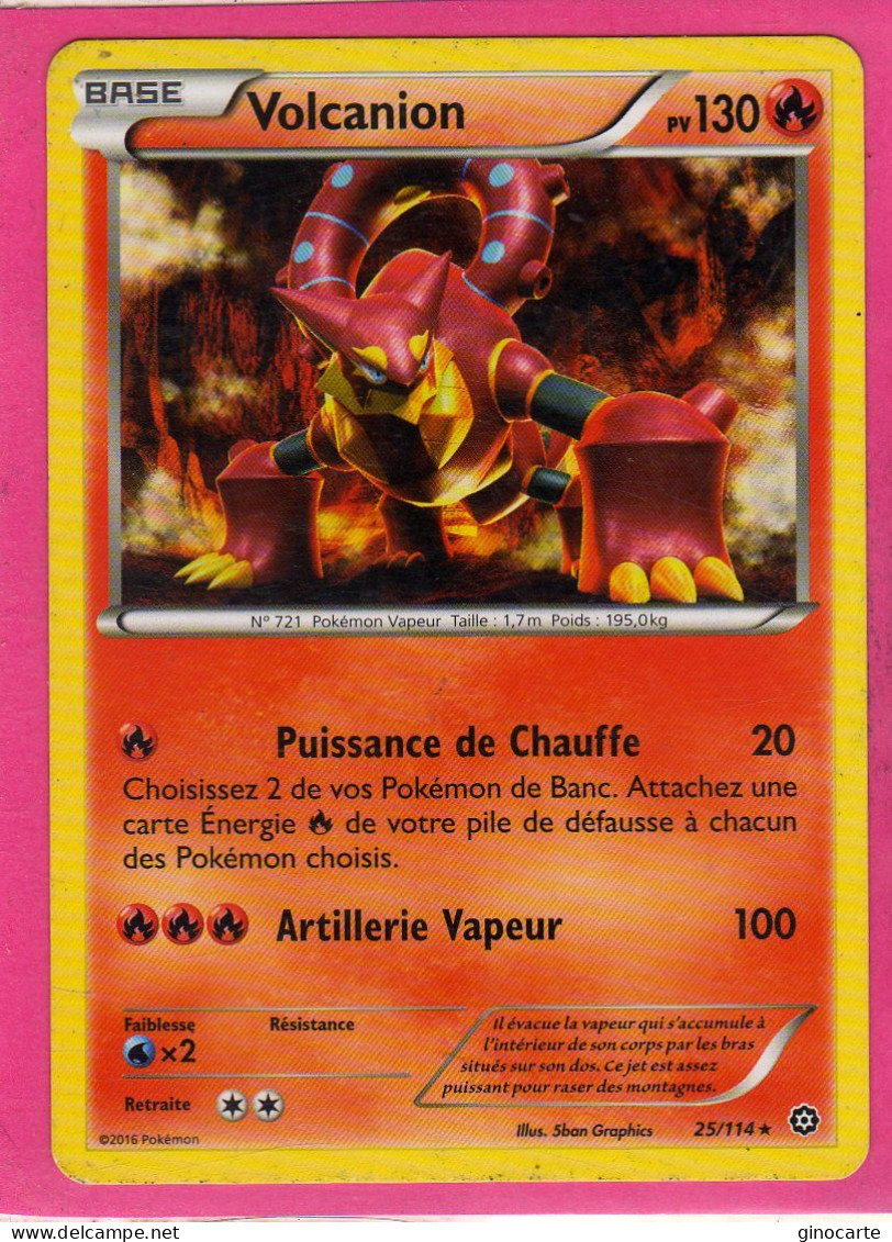 Carte Pokemon Francaise 2016 Xy Offencive Vapeur 25/114 Volcanion 130pv Bon Etat - XY