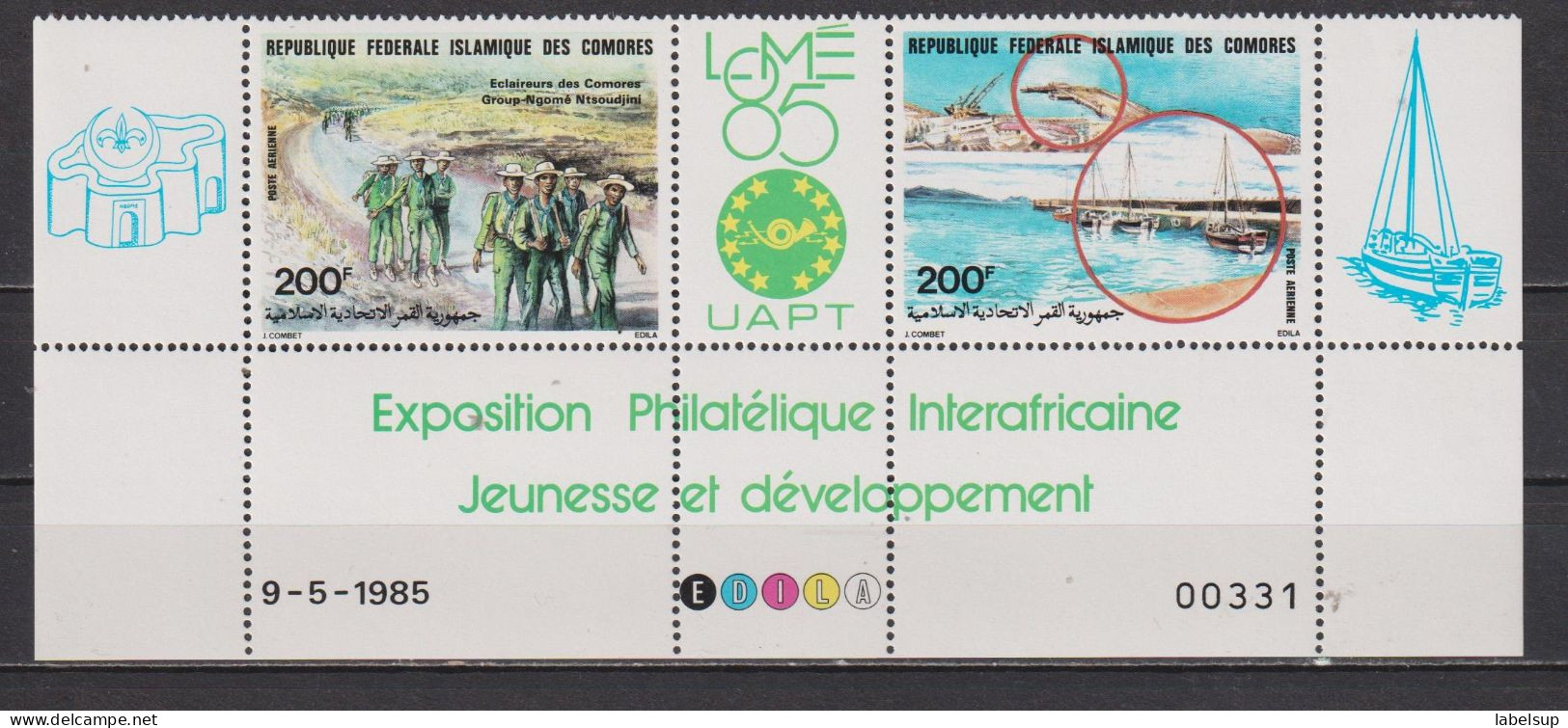 Lot De Timbres Neufs** Des Comores De 1985 YT PA 211 212 UATP Numéroté MNH - Komoren (1975-...)