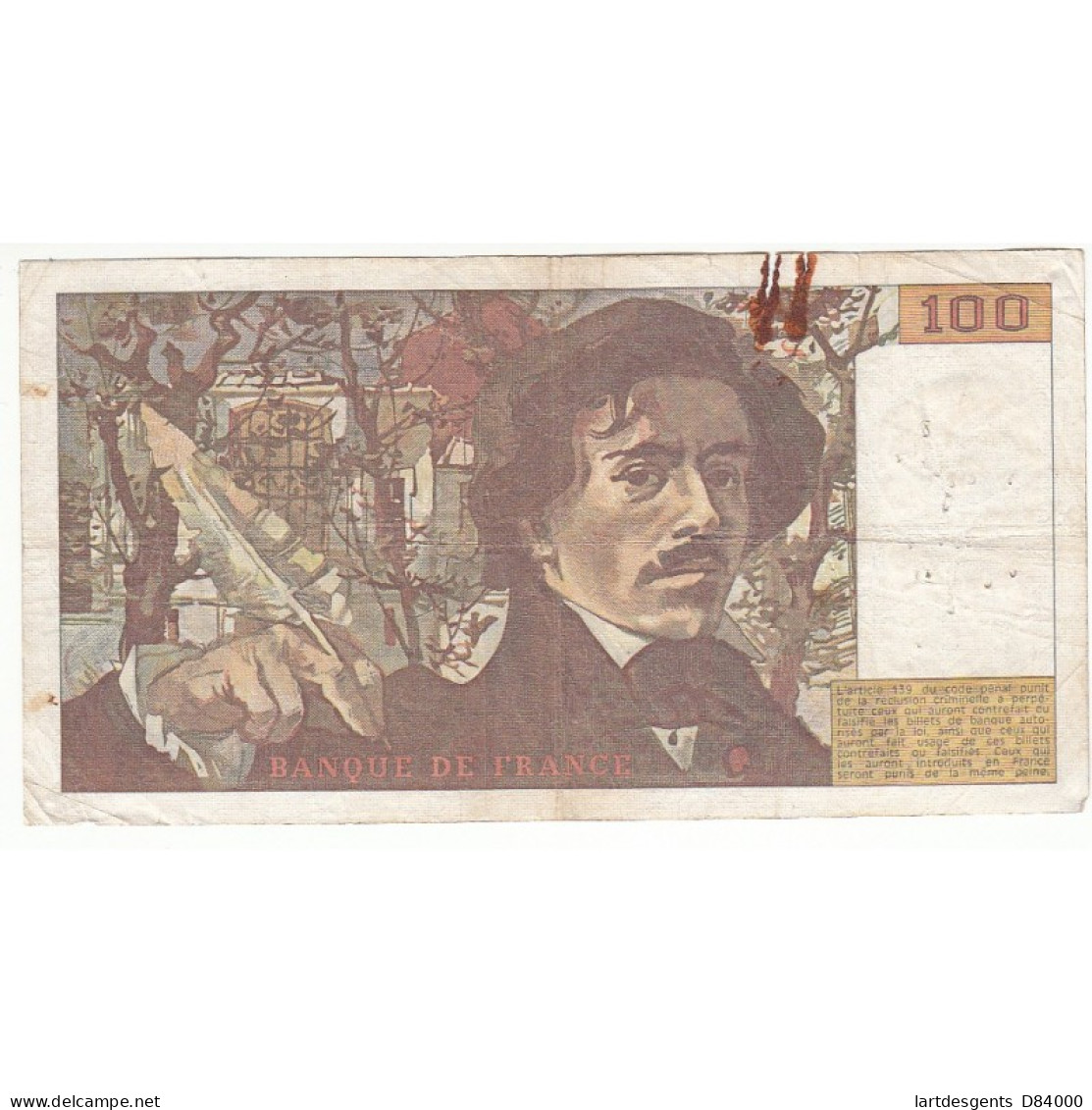 100 FRANCS DELACROIX 1979 TB Fayette 69.3 - 100 F 1978-1995 ''Delacroix''