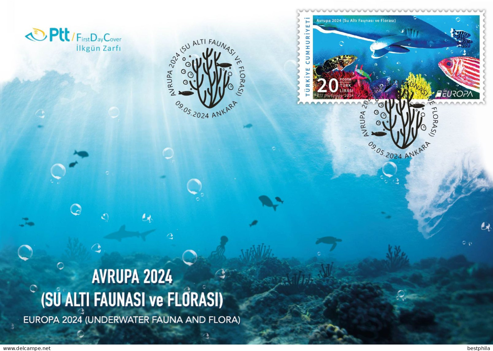 Europa Cept - 2024 - Turkey, Türkei - Underwater Fauna & Flora - FDC - Briefe U. Dokumente