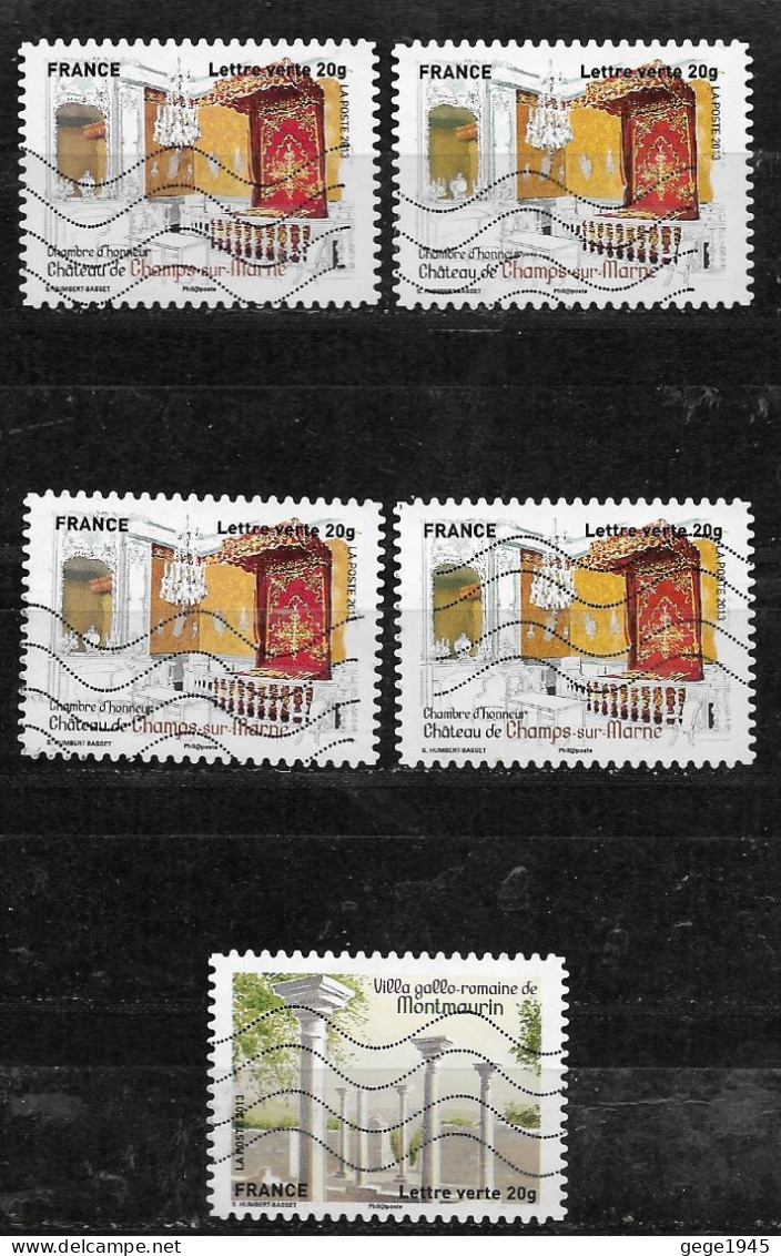 France 2013  Oblitéré Autoadhésif  N° 872 ( 4 Exemplaires )  & N° 876  ( 1 Exemplaire )    Patrimoine De France - Used Stamps