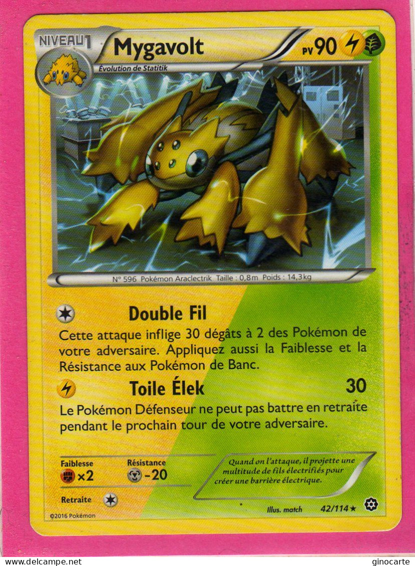 Carte Pokemon Francaise 2016 Xy Offencive Vapeur 42/114 Mygavolt 90pv Bon Etat - XY