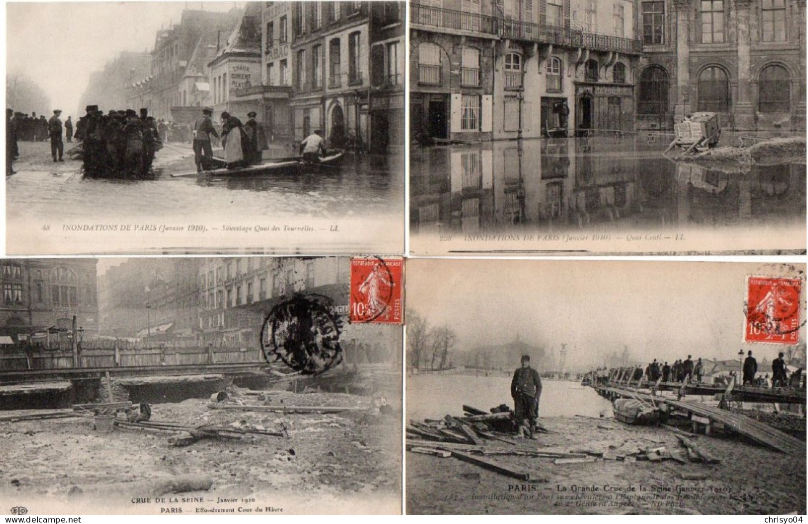 4V4Sb   Paris Lot De 13 Cpa Inondations De 1910 Diverses Même Correspondance - De Overstroming Van 1910