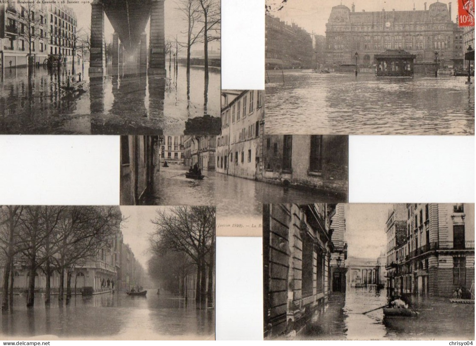 4V4Sb   Paris Lot De 13 Cpa Inondations De 1910 Diverses Même Correspondance - Paris Flood, 1910