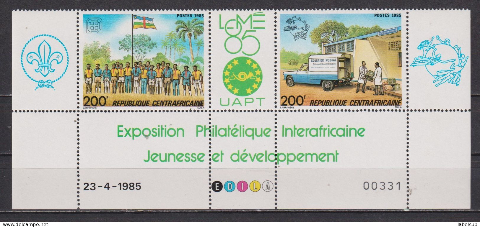 Lot De Timbres Neufs** De République Centrafricaine De 1985 YT 670 671 UATP Numéroté MNH - Central African Republic