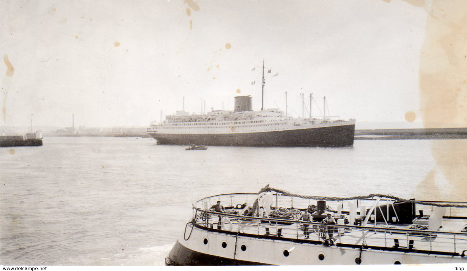 Photo Vintage Paris Snap Shop- Paquebot Boat Mer Sea  - Bateaux