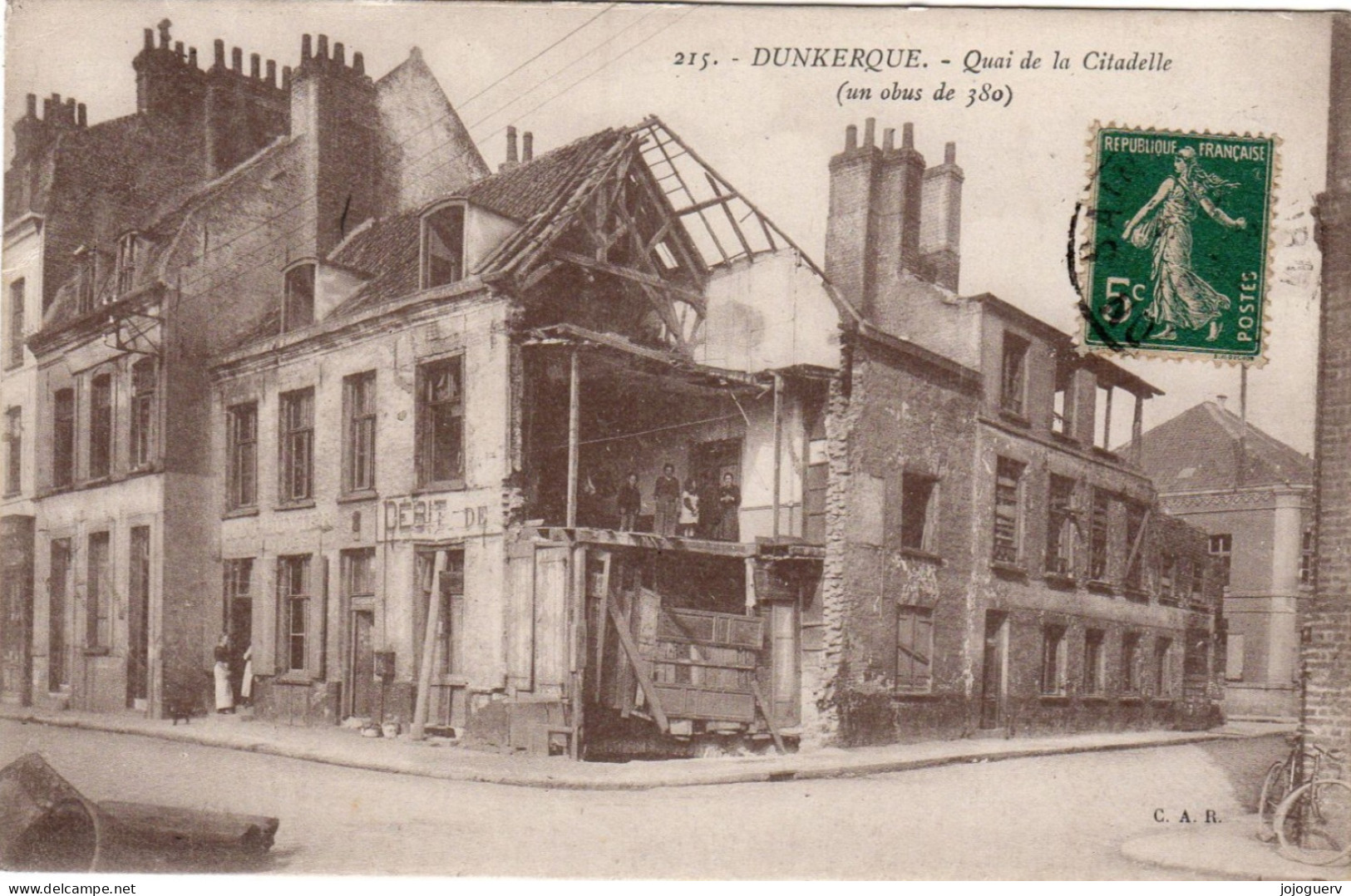 Dunkerque Quai De La Citadelle (un Obus De 380) 1914-18 ; Débit De...pour PTT Gare De L'Est à Paris - Dunkerque